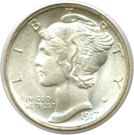 image for: 1917-S 10c  PCGS MS65 