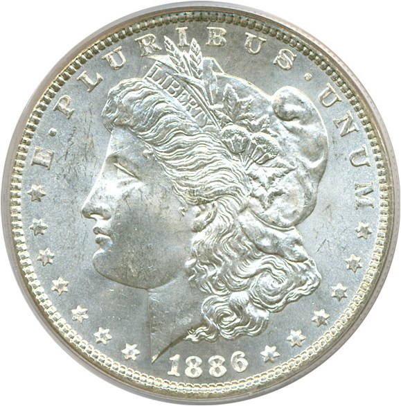 image for: Top 100 VAM: 1886 $1 VAM 17  Doubled Arrows PCGS MS63