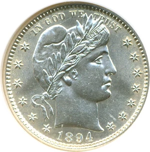 image for: 1894-S 25c NGC MS63