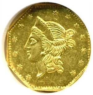 image for: Cal Gold: 1853 $1 Octag NGC MS62 (BG-530)