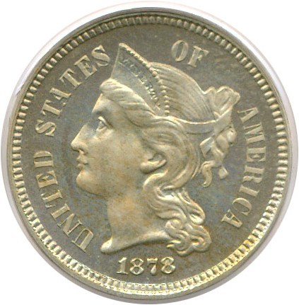 image for: 1878 3cN  PCGS Proof 65 Cameo