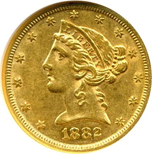 image for: 1882-CC $5 NGC AU53