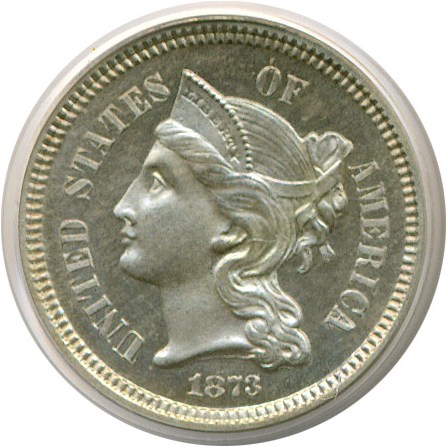 image for: 1873 3cN Closed 3 PCGS/CAC Proof 66