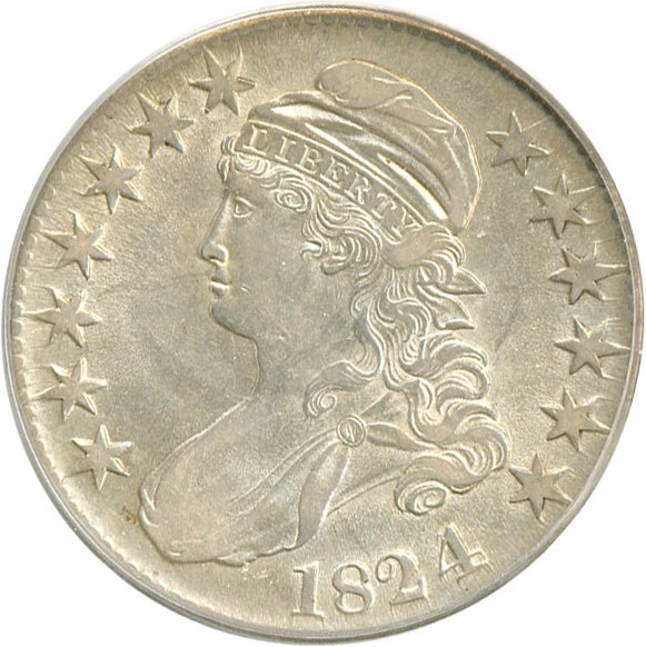 image for: 1824/4 50c  PCGS AU55