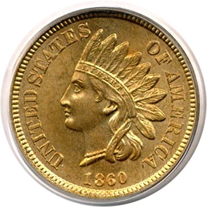 image for: 1860 1c Pointed Bust PCGS MS65
