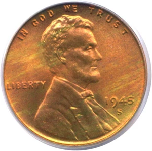 image for: 1945-S 1c PCGS MS67 RD OGH