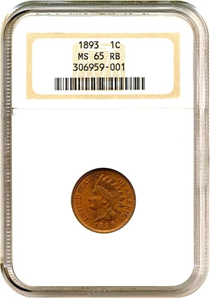 image for: 1893 1c NGC MS65 RB