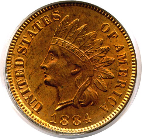 image for: 1884 1c  PCGS MS64 RD