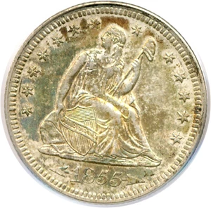 image for: 1855 25c Arrows PCGS MS63