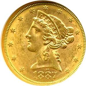 image for: 1887-S $5 NGC MS62