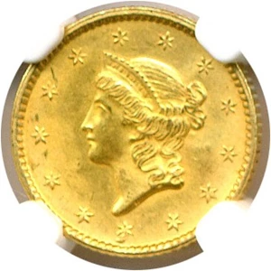 image for: 1852 G$1 NGC MS63