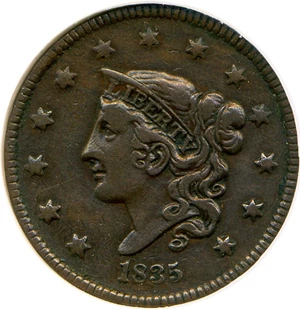 image for: 1835 1c Head of 1836 DGS VF35 (Lightly Cleaned, Light Corrosion)