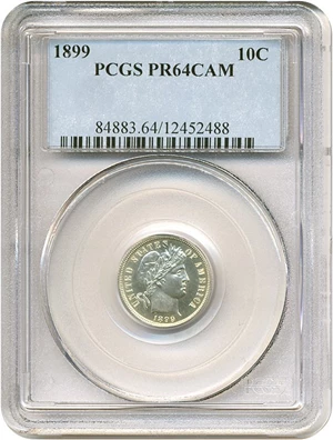 image for: 1899 10c PCGS Proof 64 Cameo