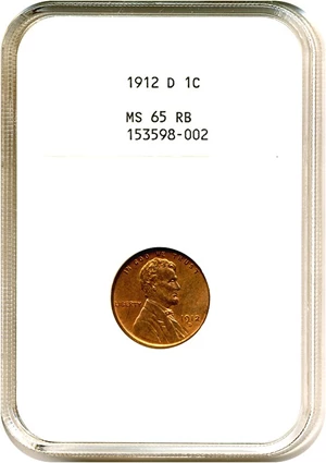 image for: 1912-D 1c NGC MS65 RB