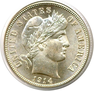 image for: 1914 10c PCGS MS66