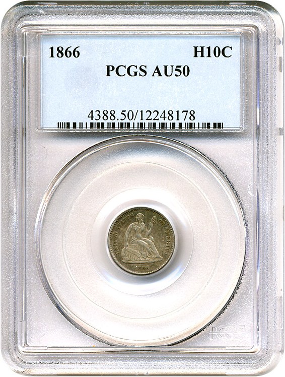 image for: 1866 H10c  PCGS AU50