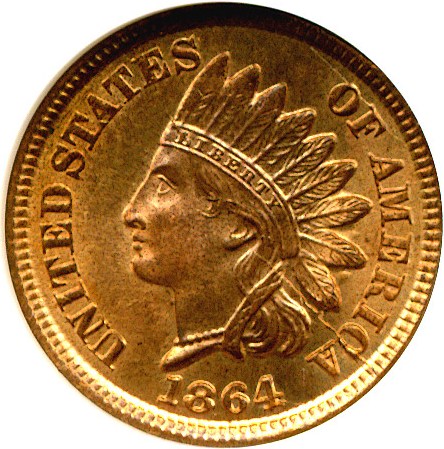 image for: 1864 1c Bronze NGC MS65 RD