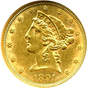 image for: 1891-CC $5 NGC AU55