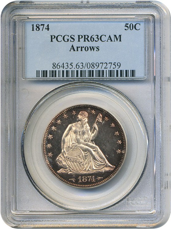 image for: 1874 50c Arrows PCGS Proof 63 Cameo