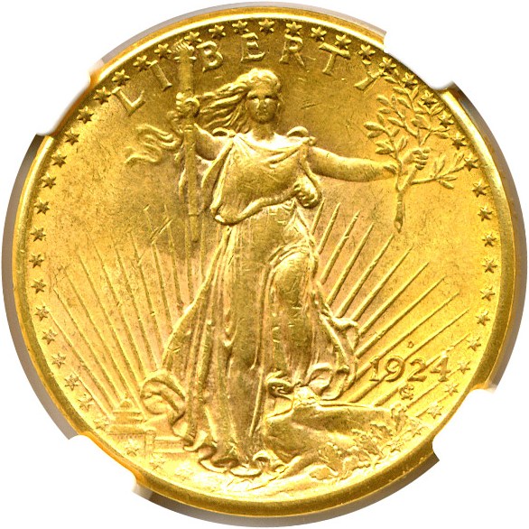 image for: 1924-D $20  NGC AU58 