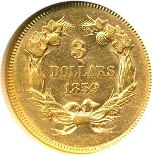 image for: 1859 $3 NGC MS60