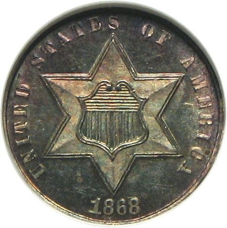 image for: 1868 3cS  NGC MS65 