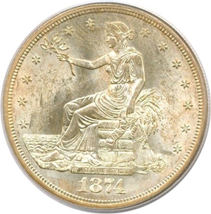 image for: 1874-S Trade$ PCGS MS63