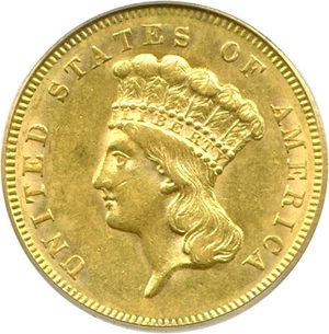 image for: 1856-S $3 PCGS AU58