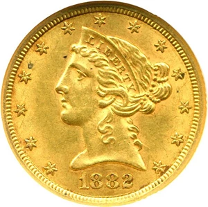 image for: 1882-CC $5 NGC AU58