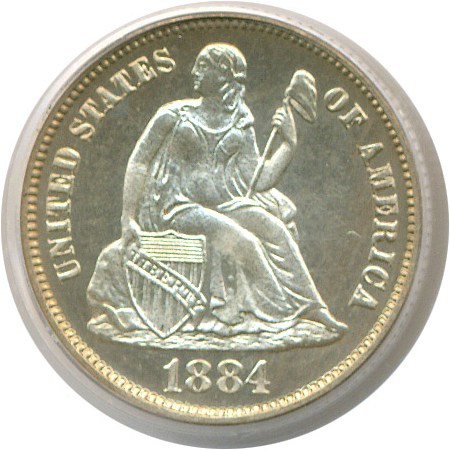 image for: 1884 10c  PCGS/CAC Proof 66 Cameo