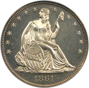 image for: 1861 50c PCGS Proof 64 Cameo