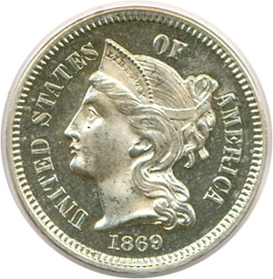 image for: 1869 3cN PCGS Proof 64 Cameo