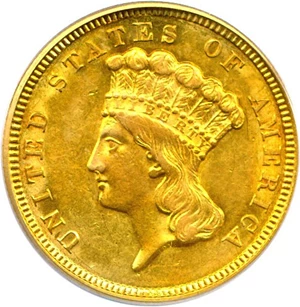 image for: 1854 $3 PCGS AU58