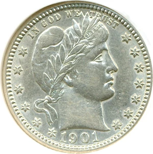 image for: 1901-O 25c DGS AU53 (Cleaned)