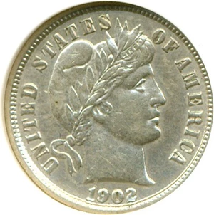 image for: 1902 10c DGS AU50 (Cleaned, Light Scratch Reverse)