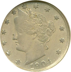 image for: 1904 5c NGC MS64 *Mint Error - Struck On A Foreign Planchet*