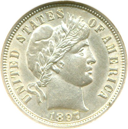 image for: 1897-S 10c DGS AU55  (Polished)