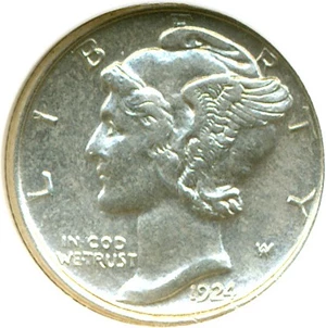 image for: 1924-D 10c DGS AU58 FB (Cleaned, Environmental Damage)