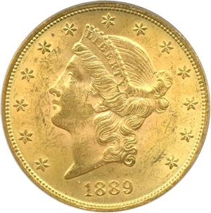 image for: 1889 $20 PCGS MS62