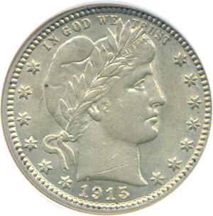 image for: 1915-D 25c DGS AU55 (Light Scratch Obverse)