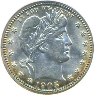 image for: 1905-S 25c DGS AU58 *Rim Color*
