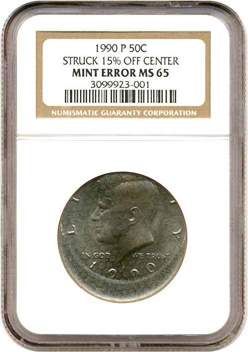 image for: 1990-P 50c  NGC MS65  *Mint Error - Struck 15% Off Center*