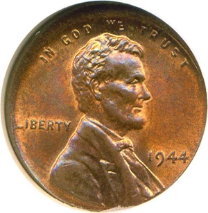 image for: 1944 1c NGC MS64 RB *Mint Error - Struck 5% Off Center*