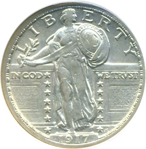 image for: 1917 25c Type 2 DGS AU50 (Cleaned)