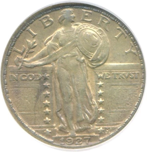 image for: 1927 25c DGS AU55 (Cleaned and Retoned)