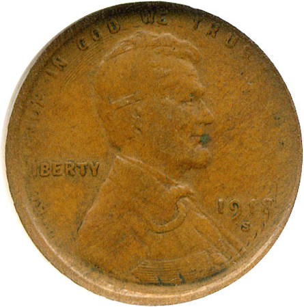 image for: Mint Error: 1918-S 1c  NGC XF40 - Flipover In Collar