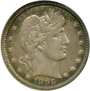 image for: 1896-S 25c DGS XF40 (Cleaned and Retoned)