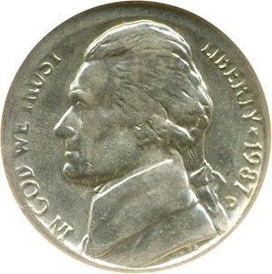image for: 1987-D 5c NGC AU58 *Mint Error - Struck On Underweight Planchet*