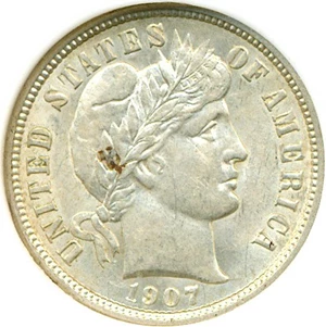 image for: 1907-D 10c DGS AU55 (Cleaned)