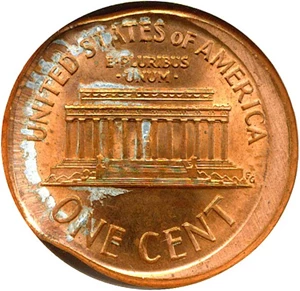 image for: 1989 1c NGC MS66 RD *Mint Error - Broad Struck With Obverse Brockage*